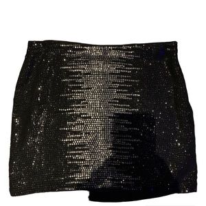 T Los Angeles 100% Silk Sequin Mini Skirt Medium